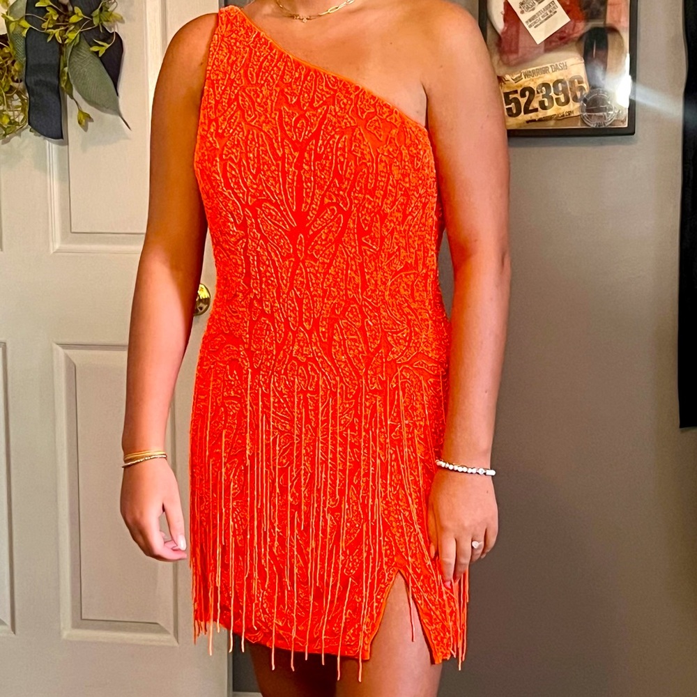 Orange Open Number/Homecoming Dress  
Size 12